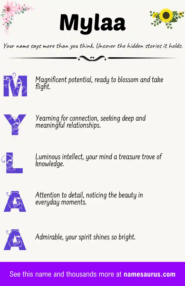 Acrostic poem about Mylaa.