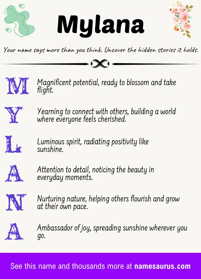 Acrostic poem about Mylana.