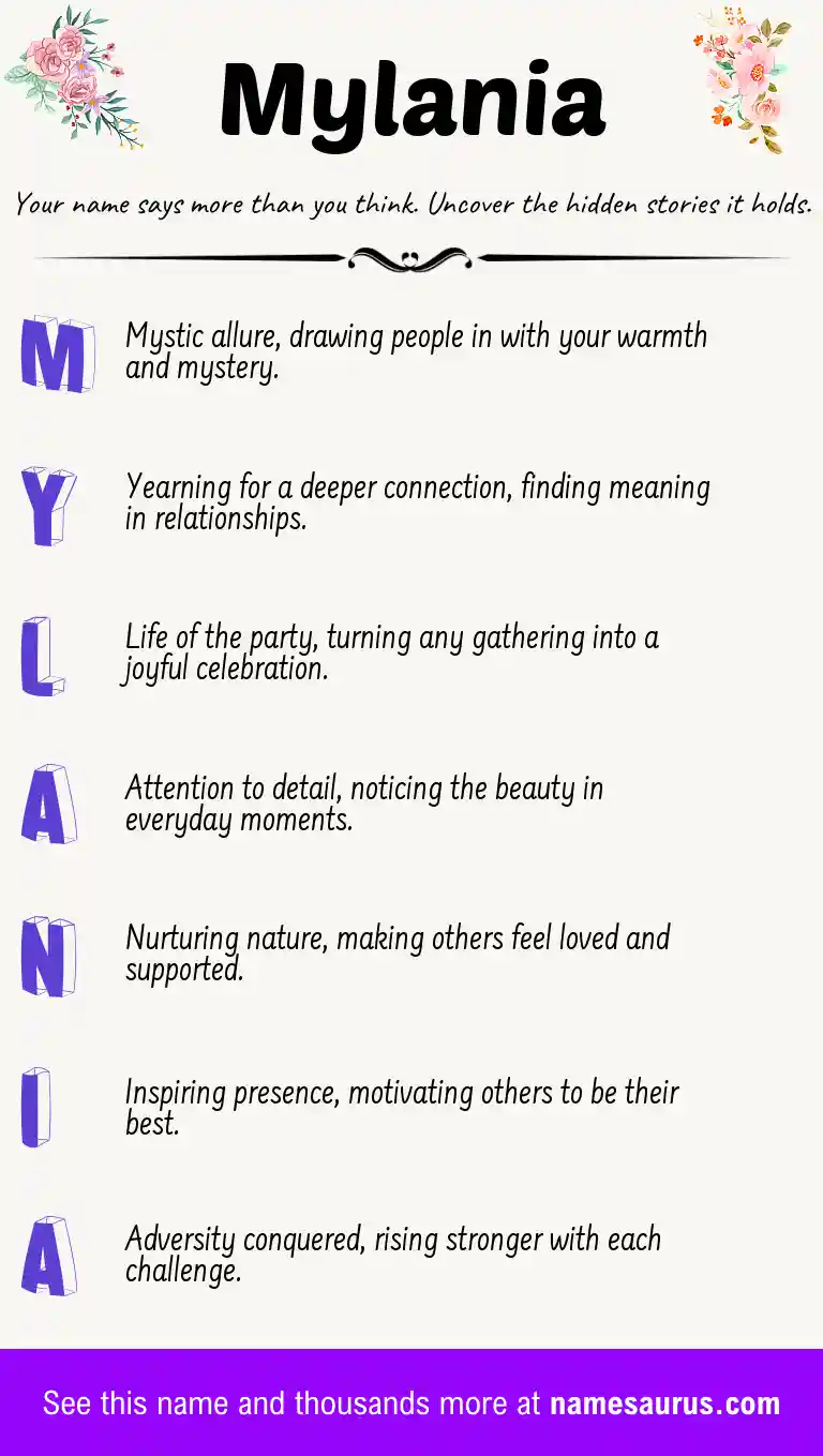 Acrostic poem about Mylania.