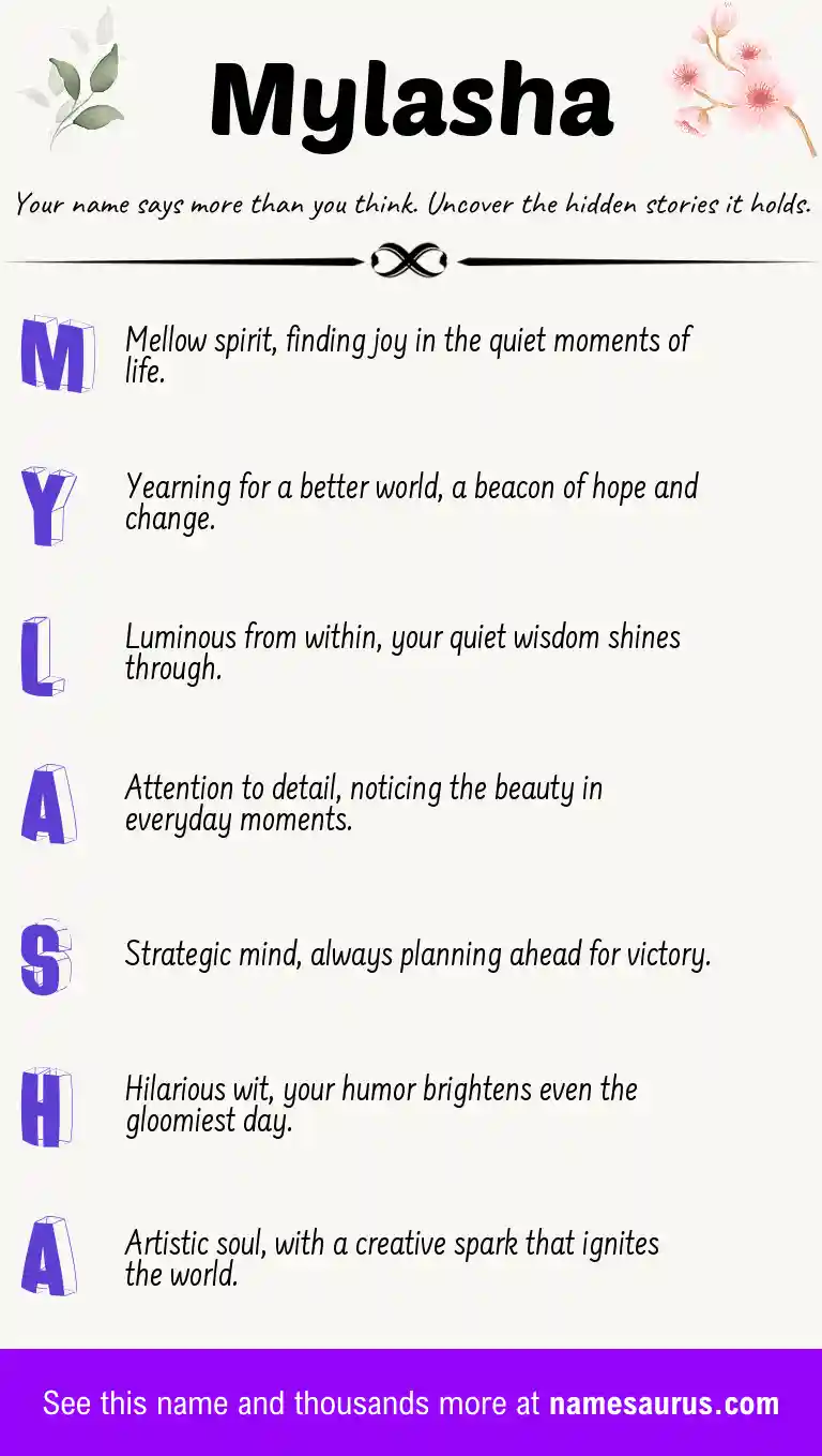 Acrostic poem about Mylasha.