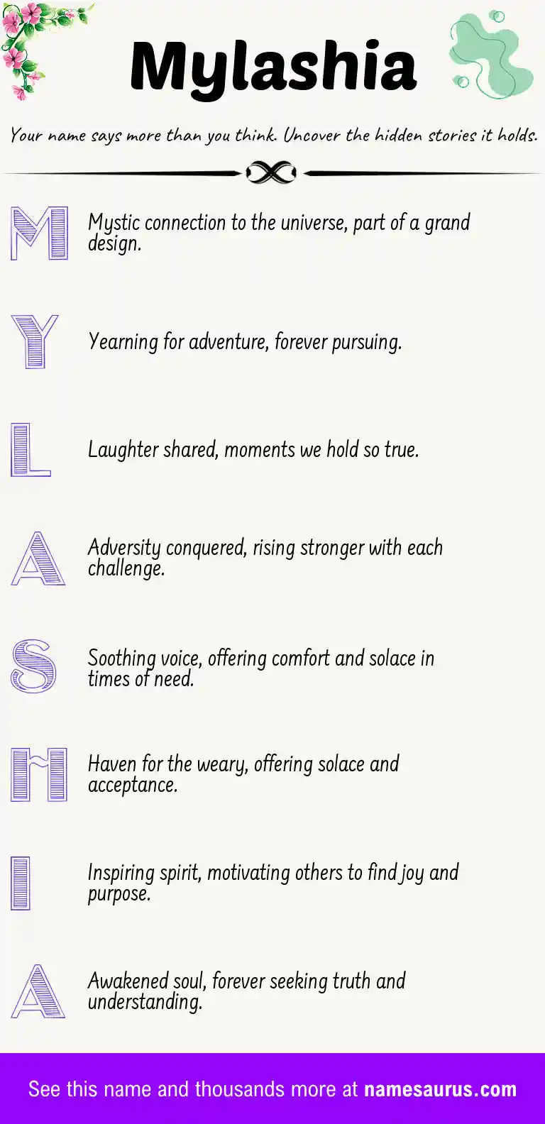 Acrostic poem about Mylashia.