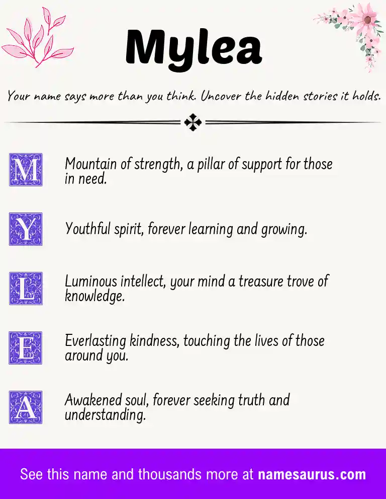 Acrostic poem about Mylea.