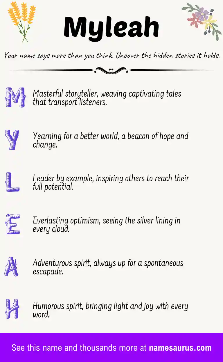 Acrostic poem about Myleah.