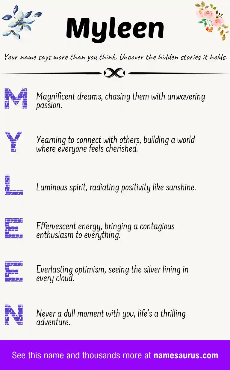 Acrostic poem about Myleen.