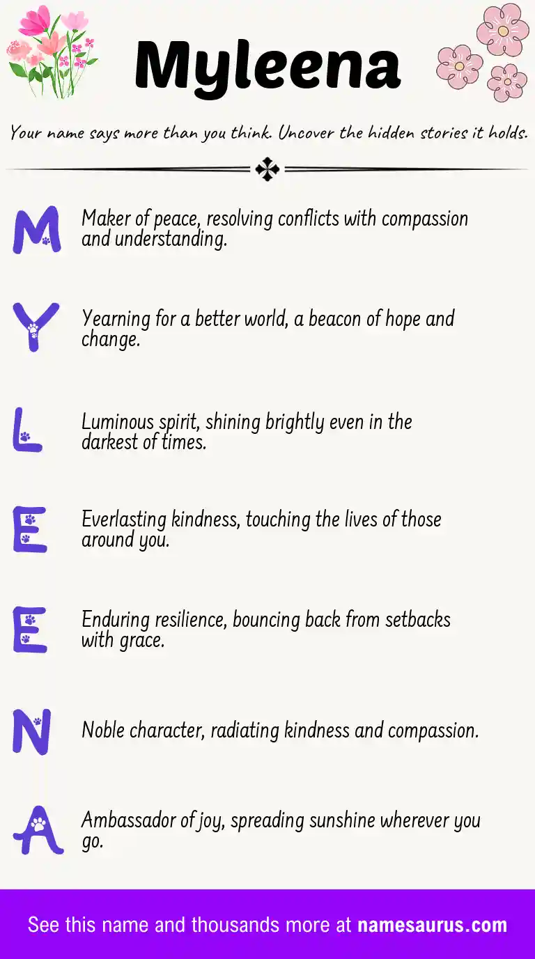 Acrostic poem about Myleena.