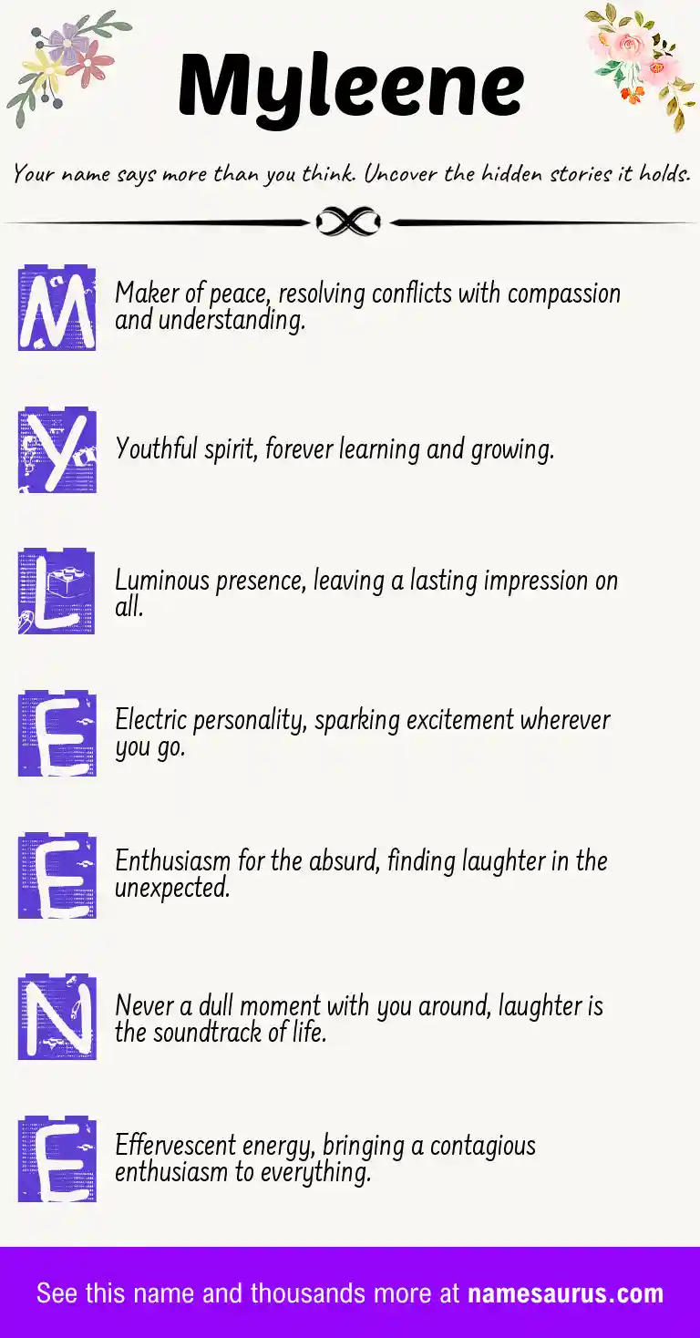 Acrostic poem about Myleene.