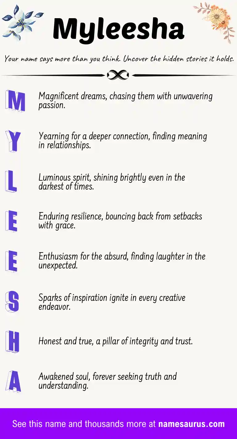 Acrostic poem about Myleesha.