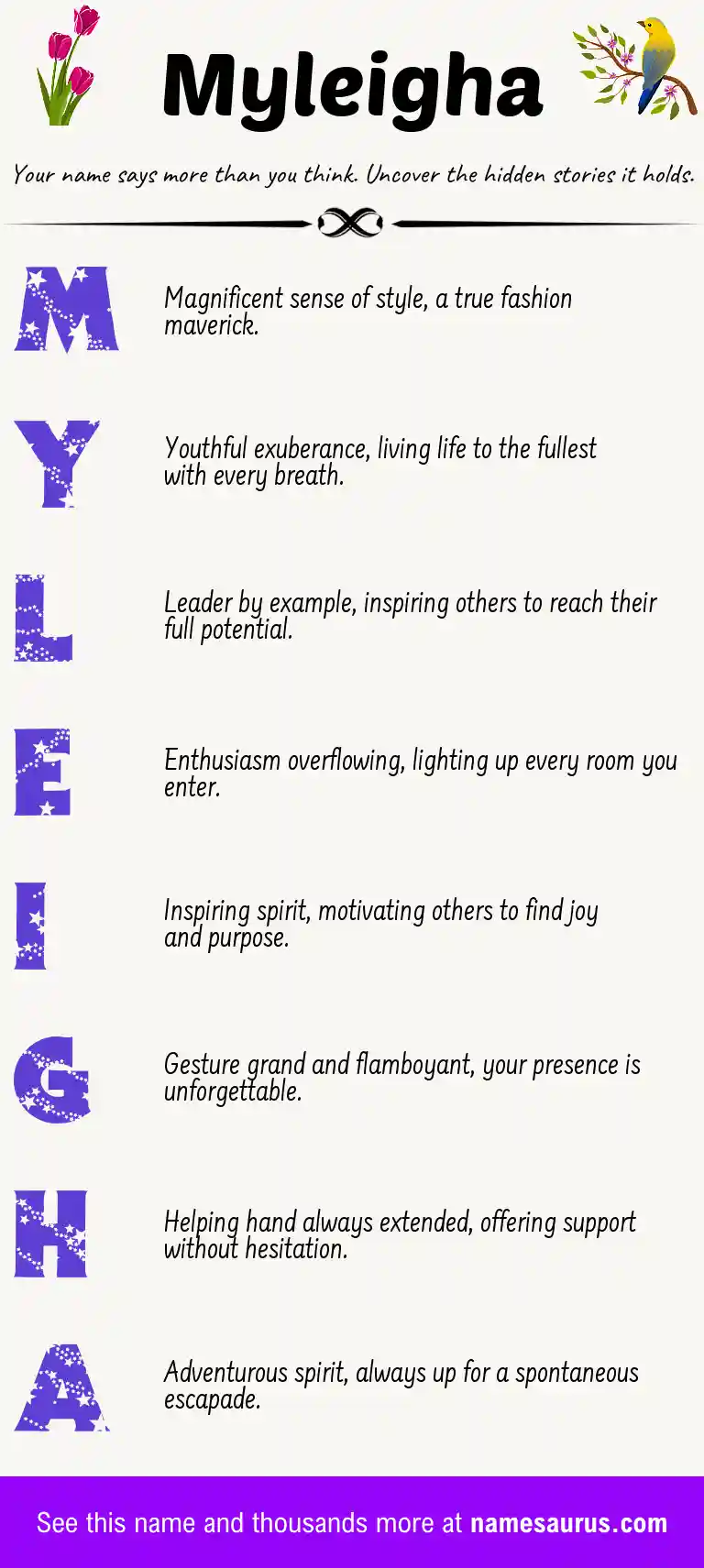 Acrostic poem about Myleigha.