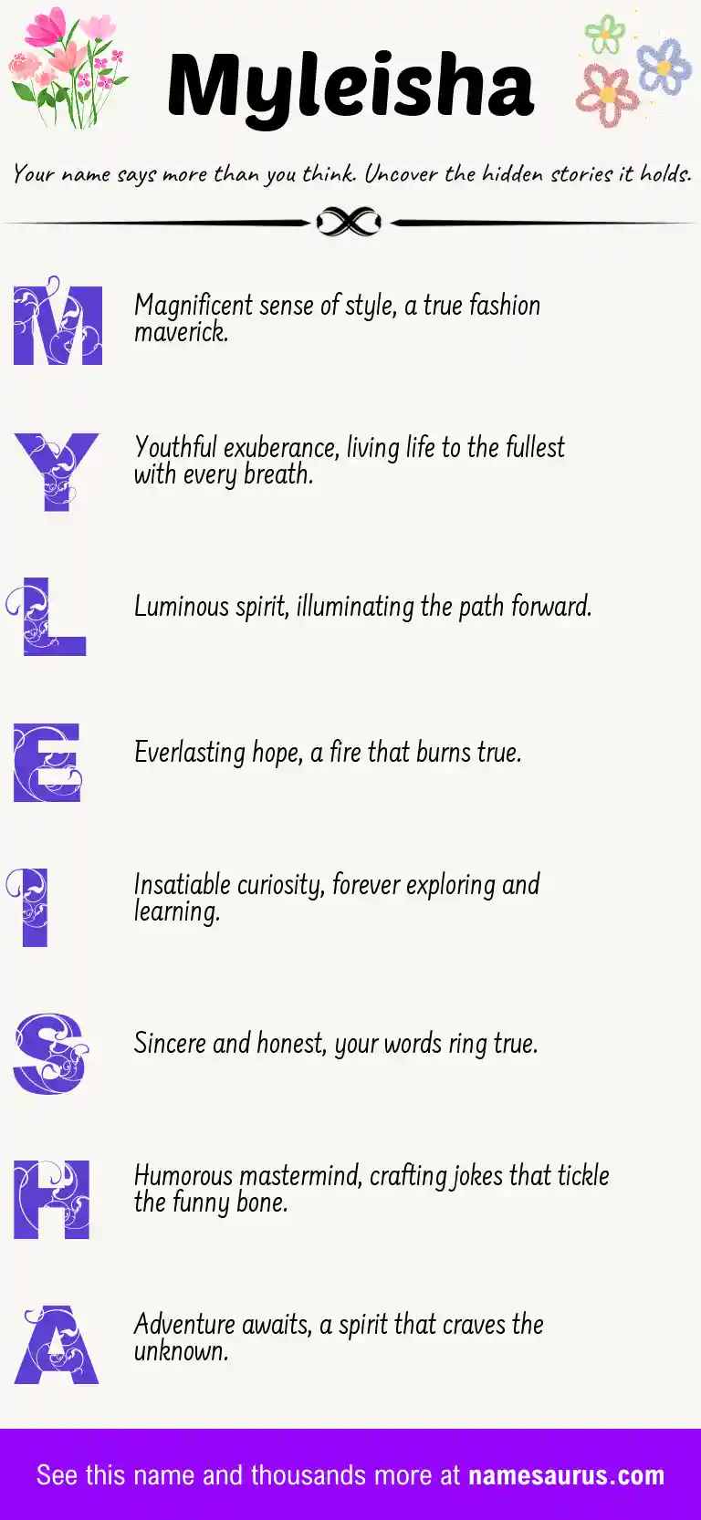 Acrostic poem about Myleisha.
