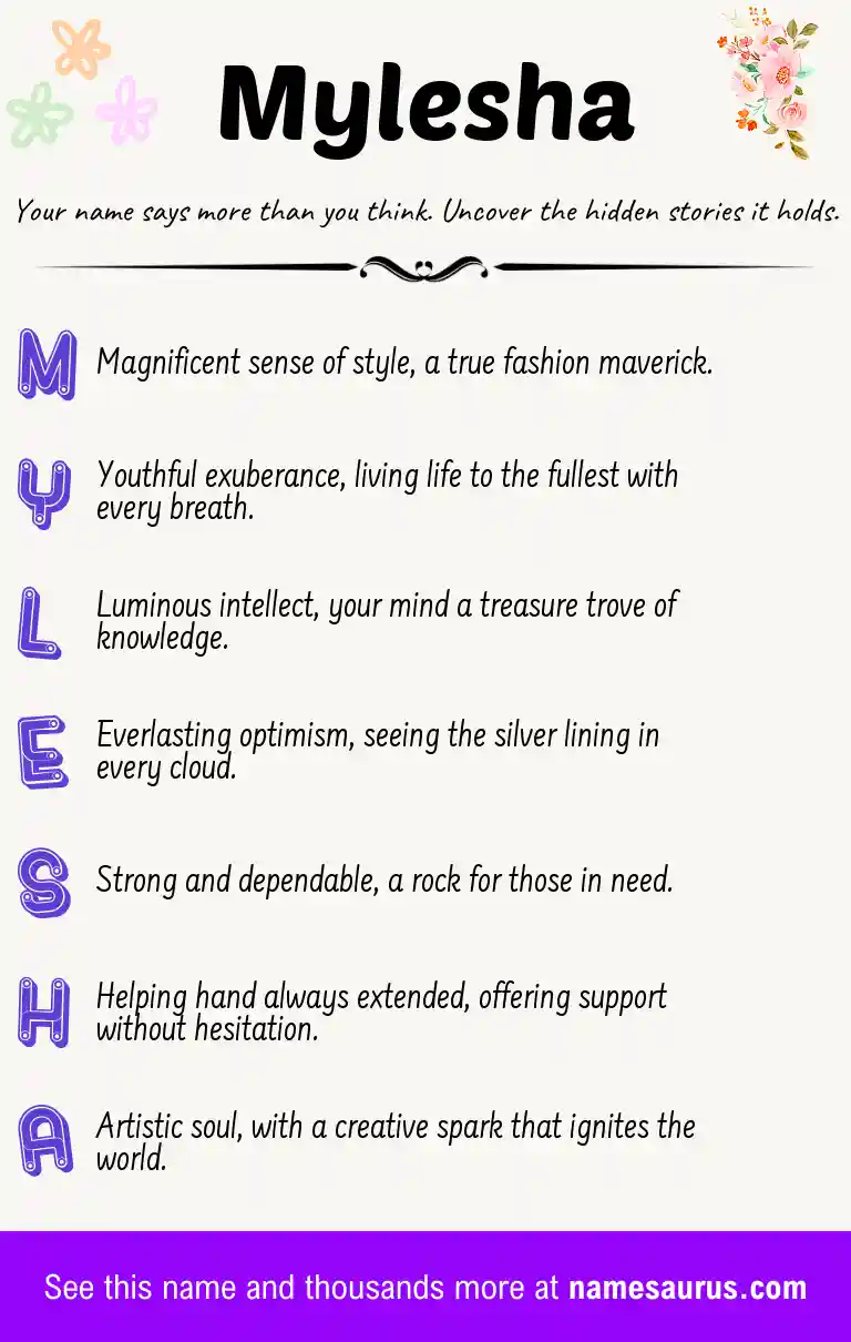 Acrostic poem about Mylesha.