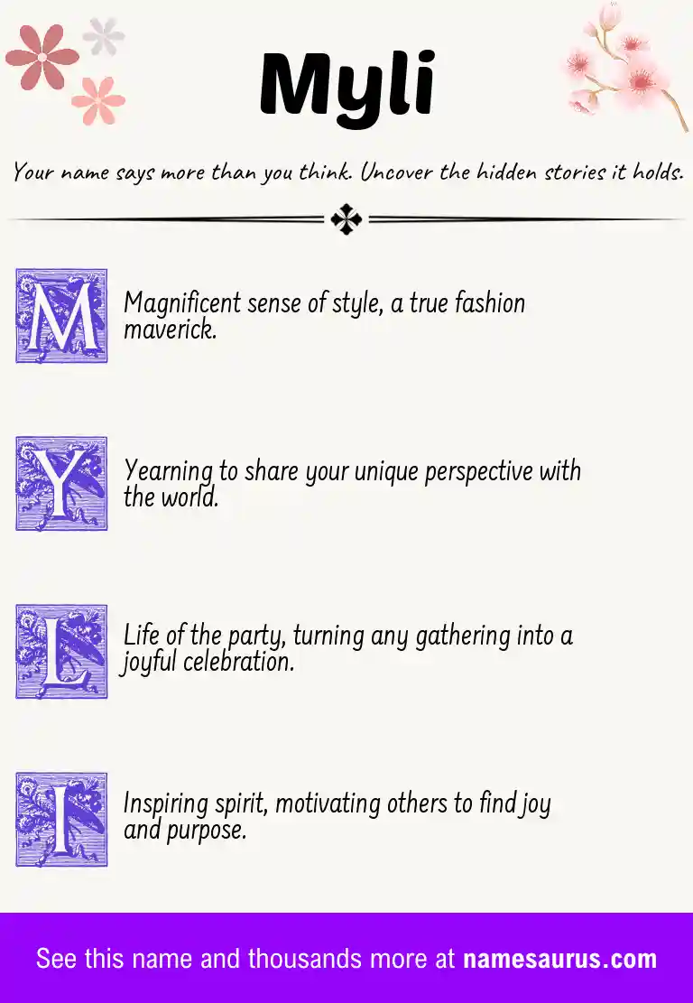 Acrostic poem about Myli.