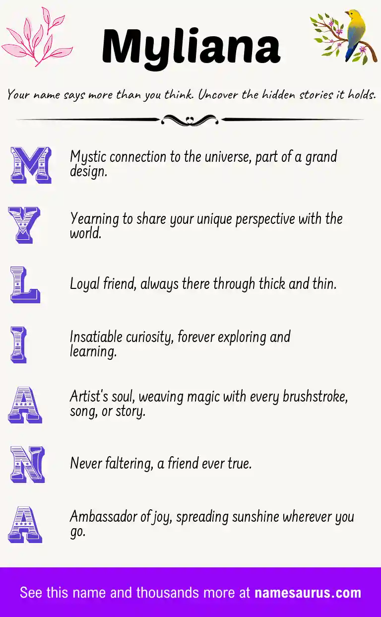 Acrostic poem about Myliana.