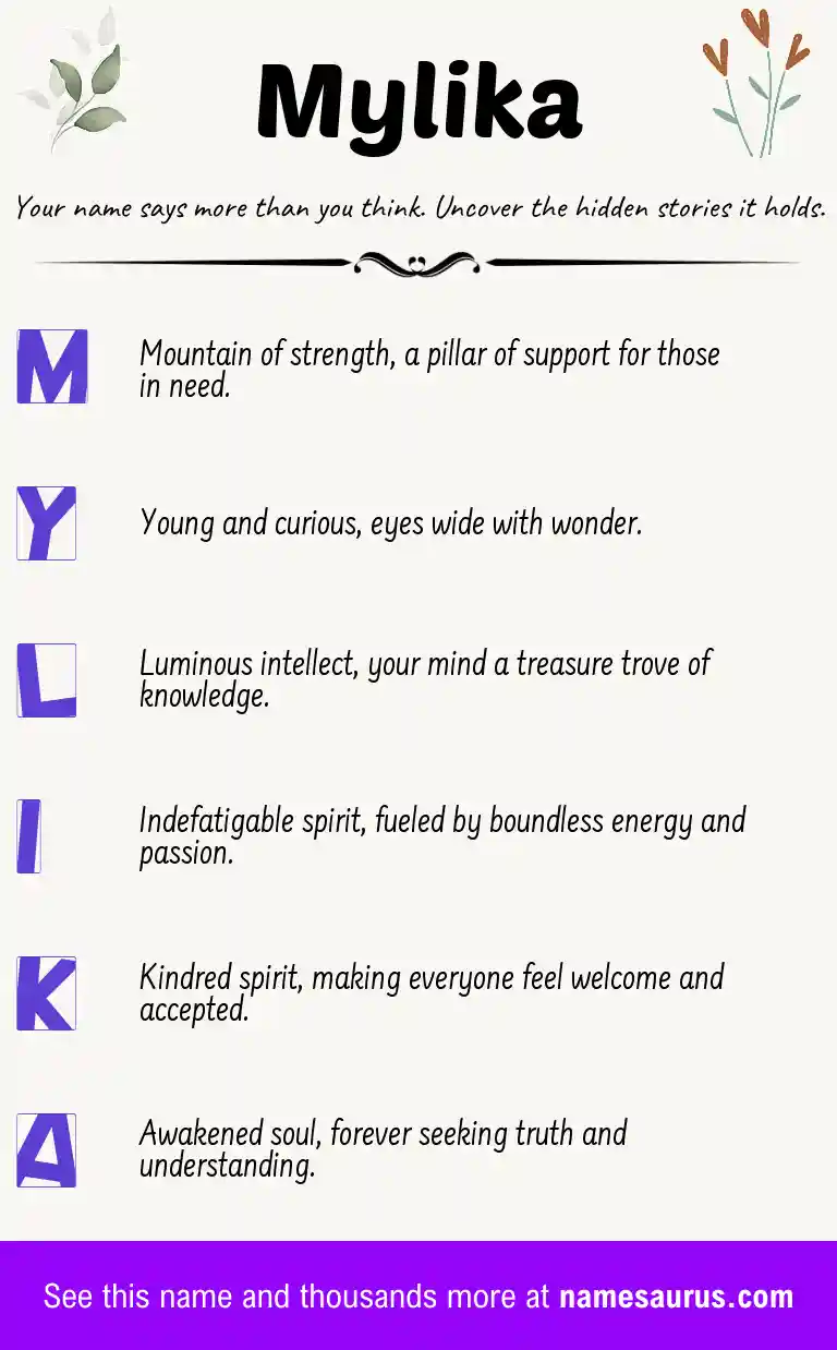 Acrostic poem about Mylika.