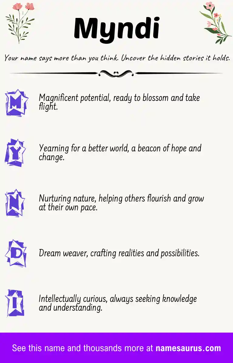 Acrostic poem about Myndi.