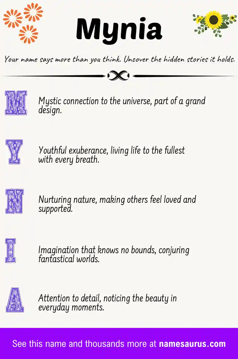 Acrostic poem about Mynia.