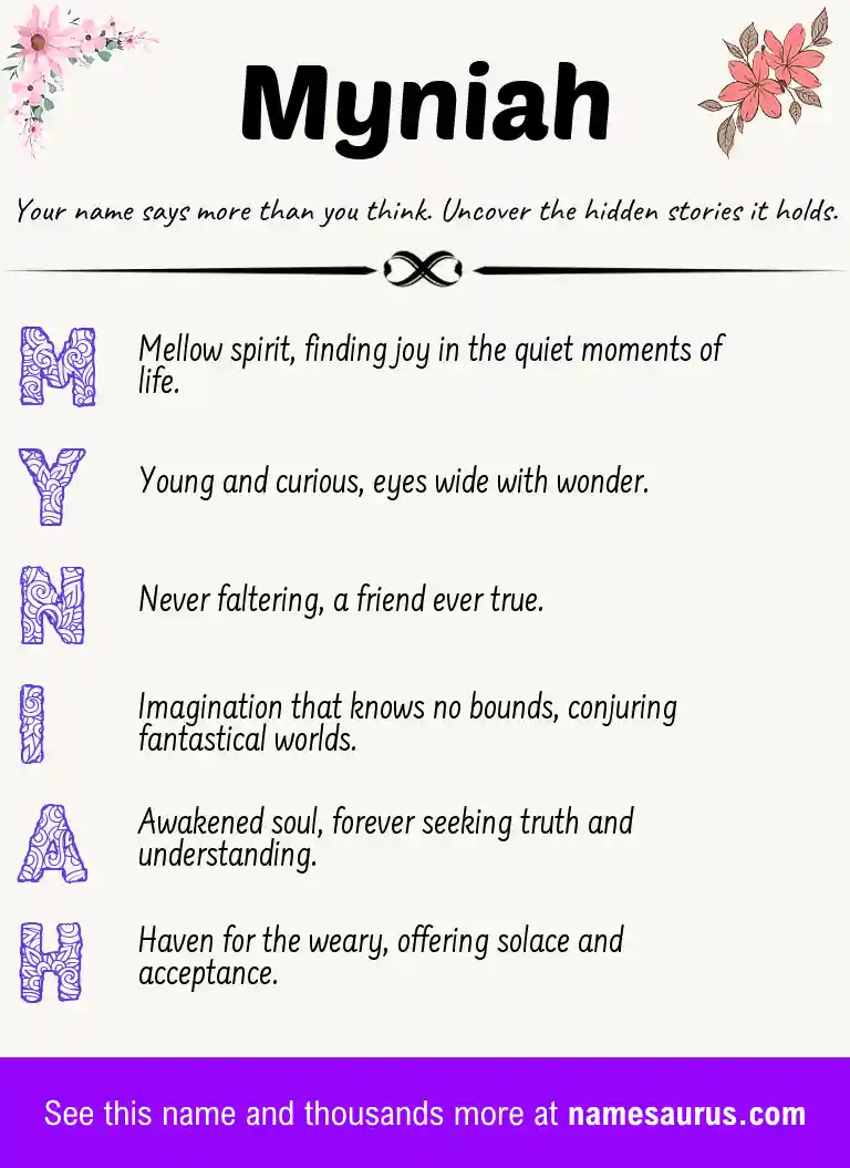 Acrostic poem about Myniah.