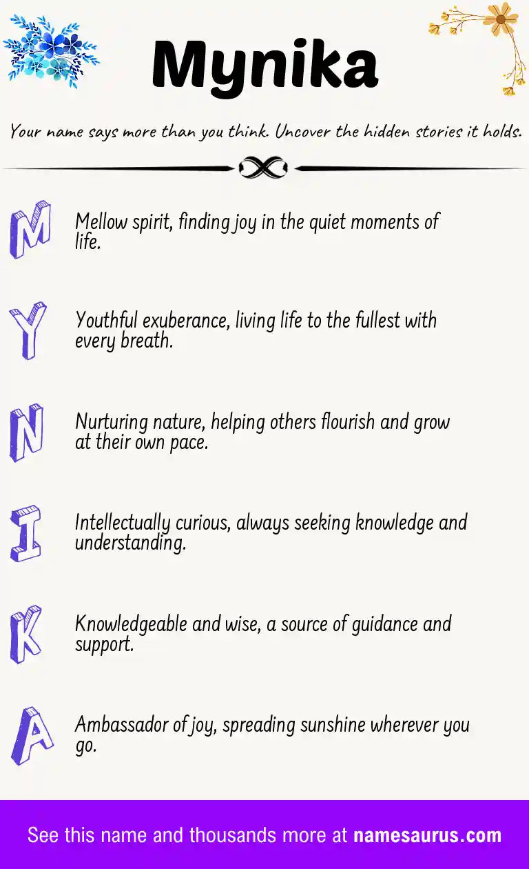 Acrostic poem about Mynika.