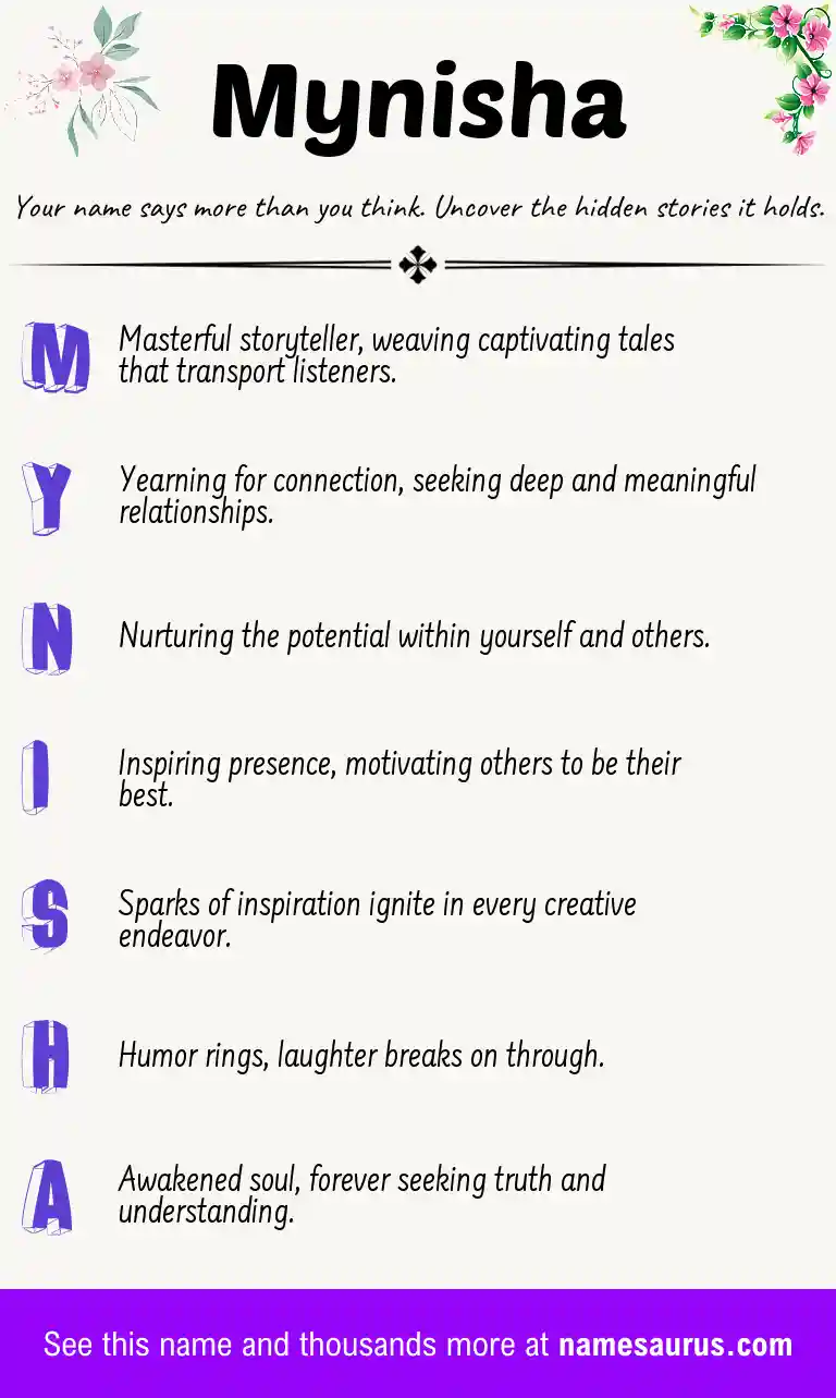 Acrostic poem about Mynisha.