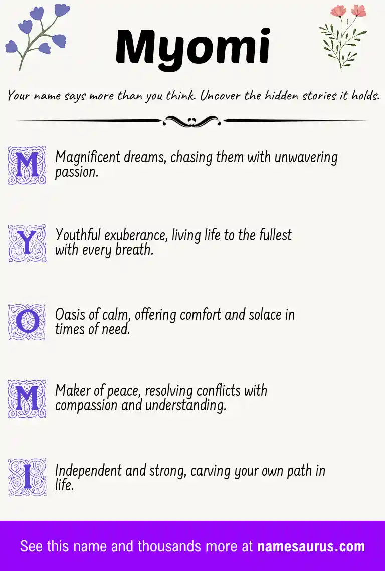 Acrostic poem about Myomi.
