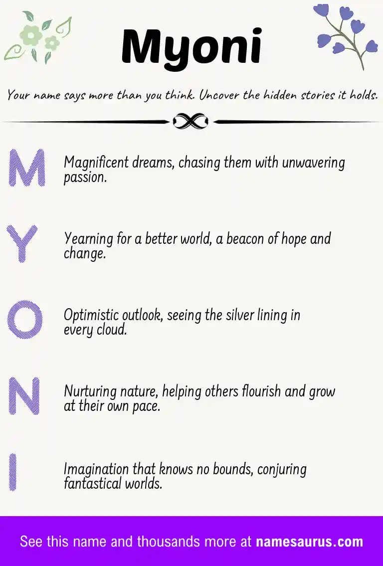 Acrostic poem about Myoni.