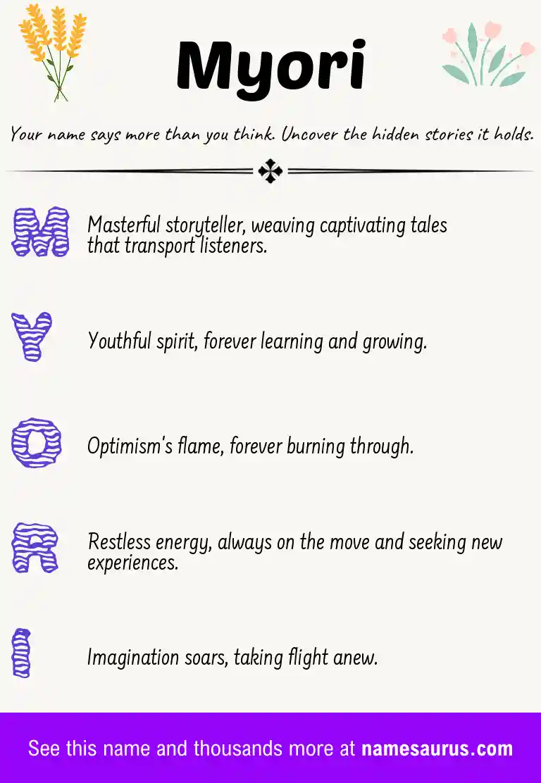 Acrostic poem about Myori.