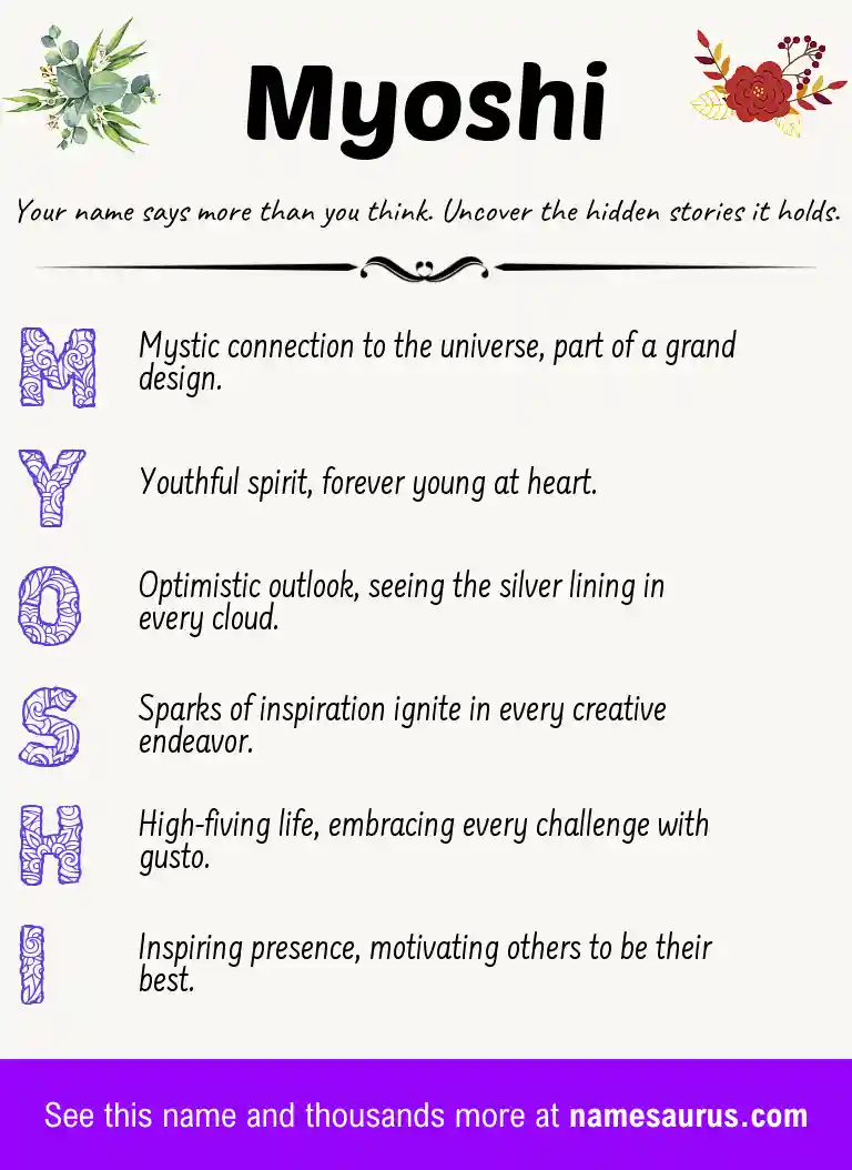 Acrostic poem about Myoshi.