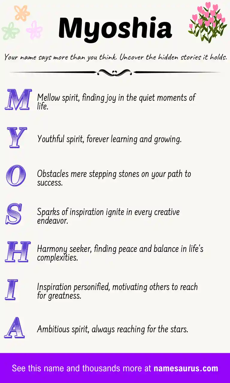 Acrostic poem about Myoshia.