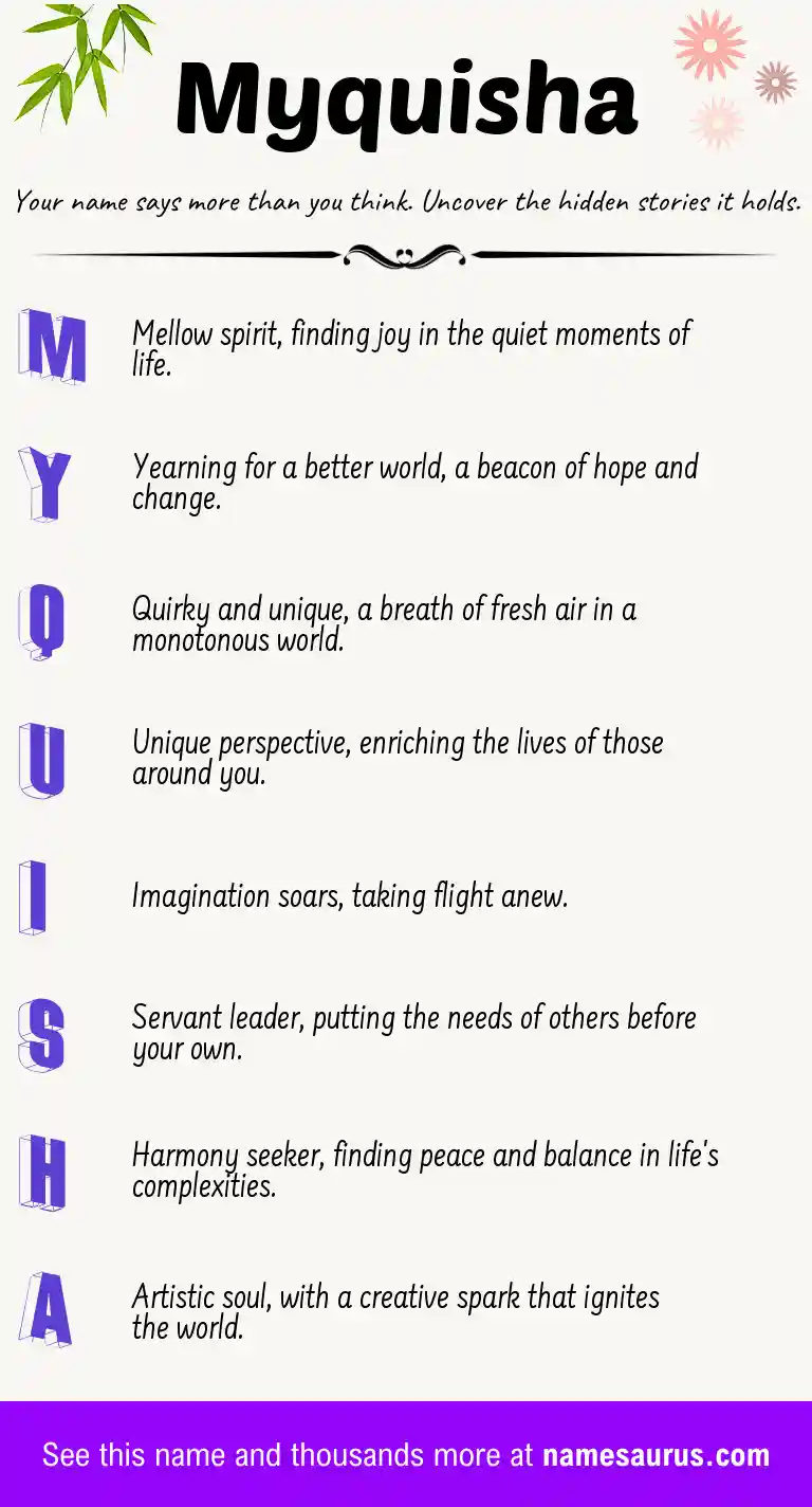 Acrostic poem about Myquisha.