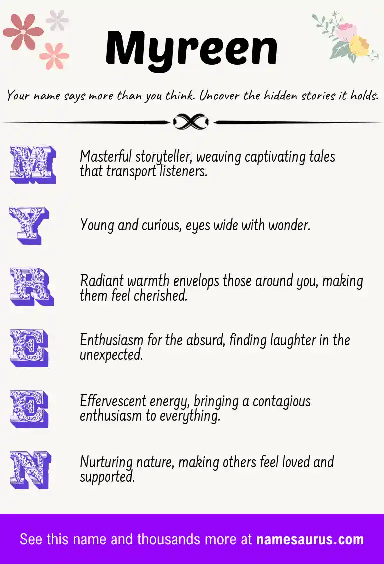 Acrostic poem about Myreen.