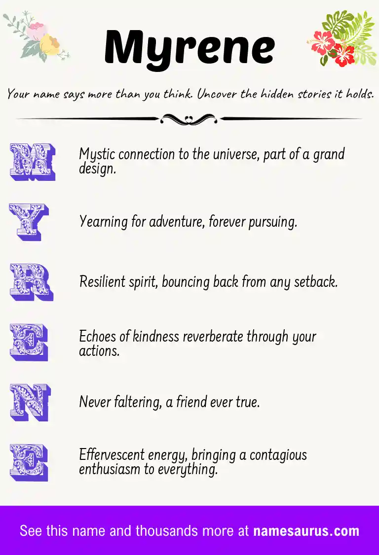 Acrostic poem about Myrene.