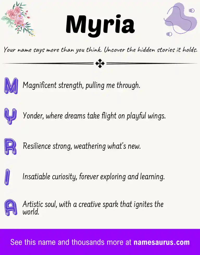 Acrostic poem about Myria.