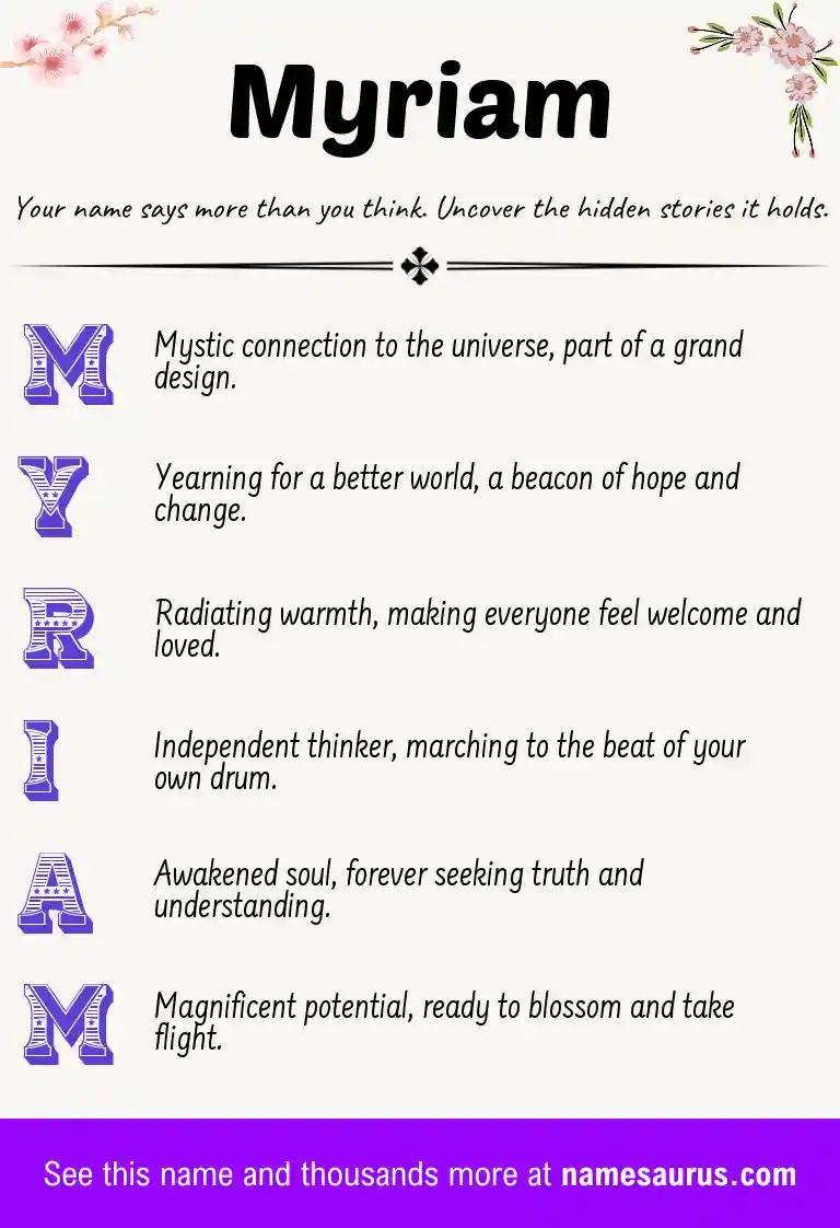 Acrostic poem about Myriam.