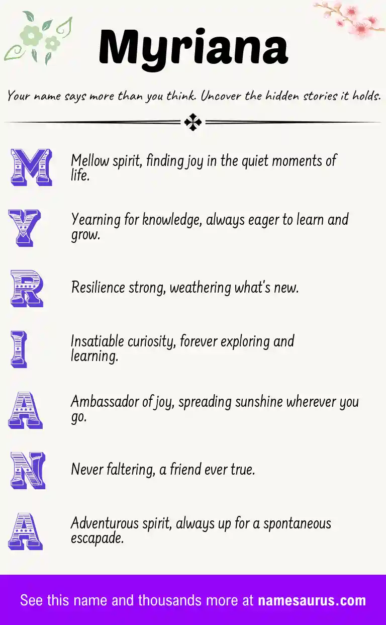Acrostic poem about Myriana.