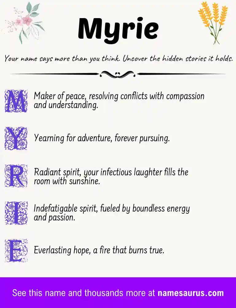 Acrostic poem about Myrie.