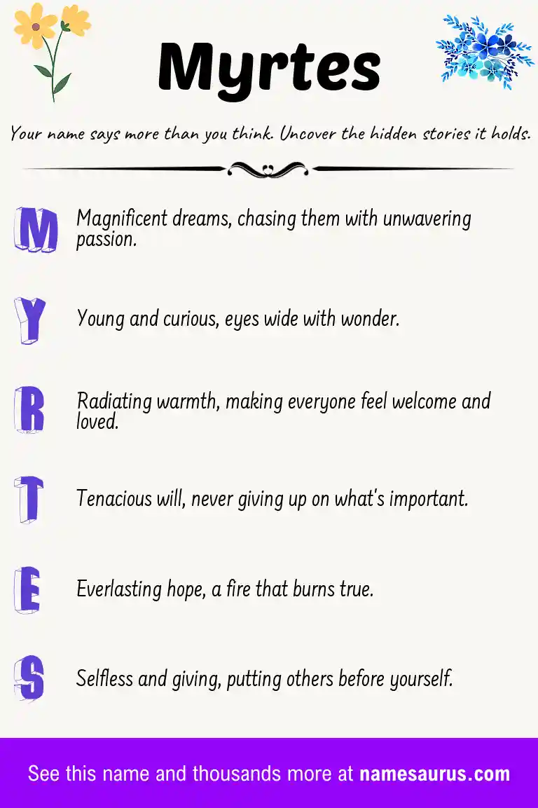 Acrostic poem about Myrtes.