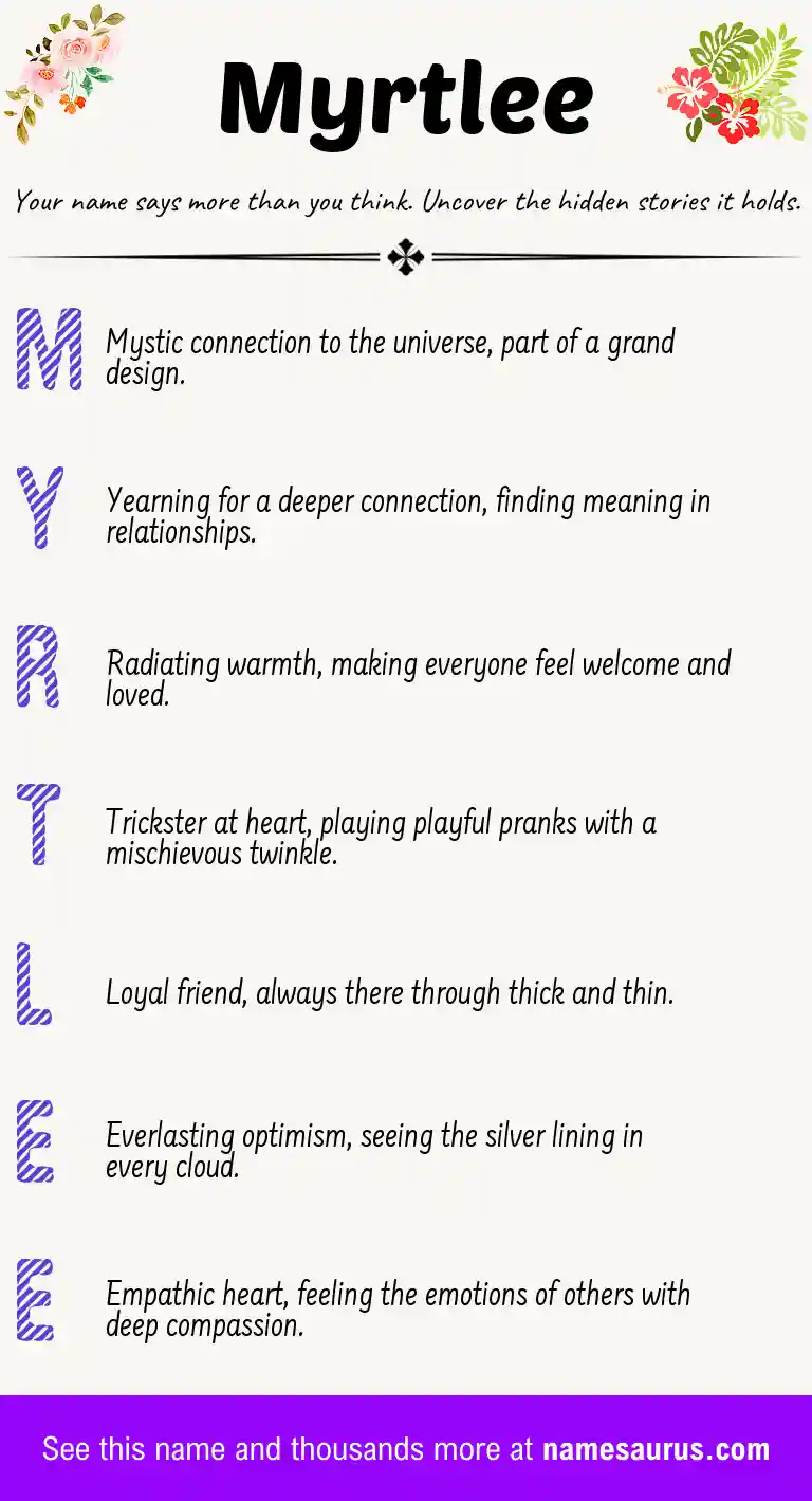 Acrostic poem about Myrtlee.
