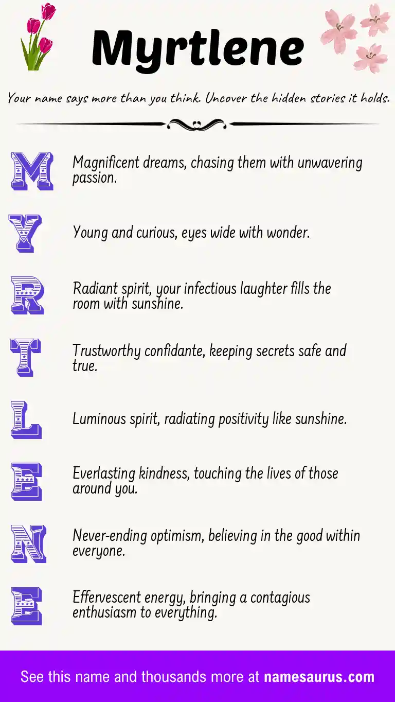 Acrostic poem about Myrtlene.