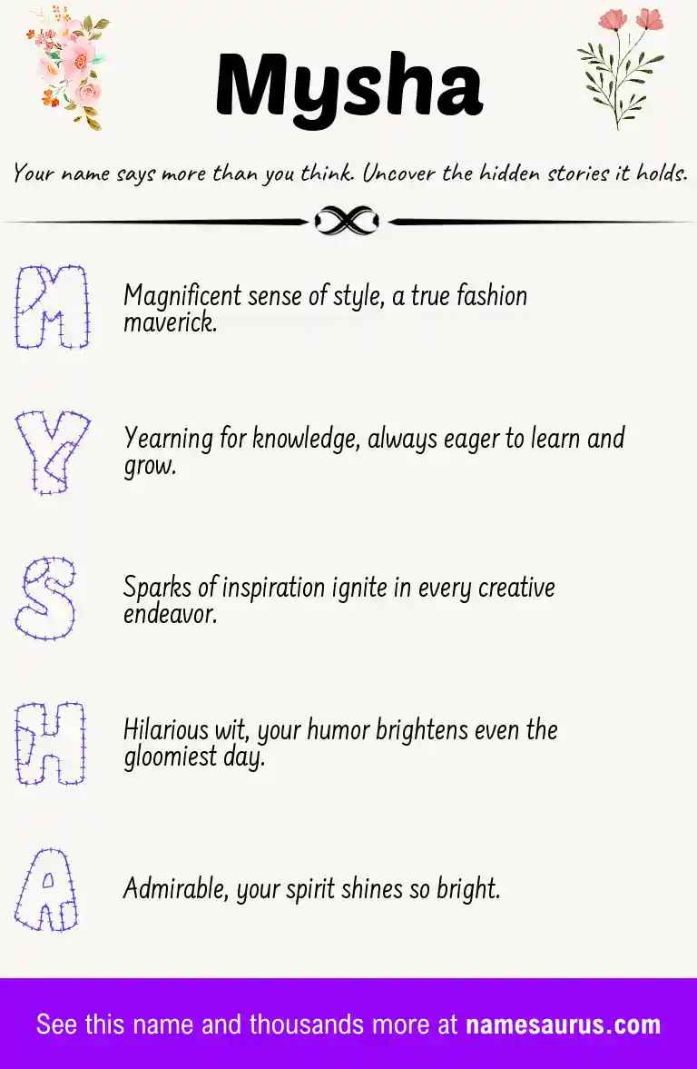 Acrostic poem about Mysha.