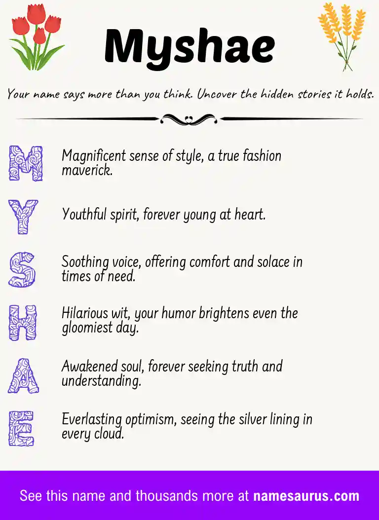 Acrostic poem about Myshae.