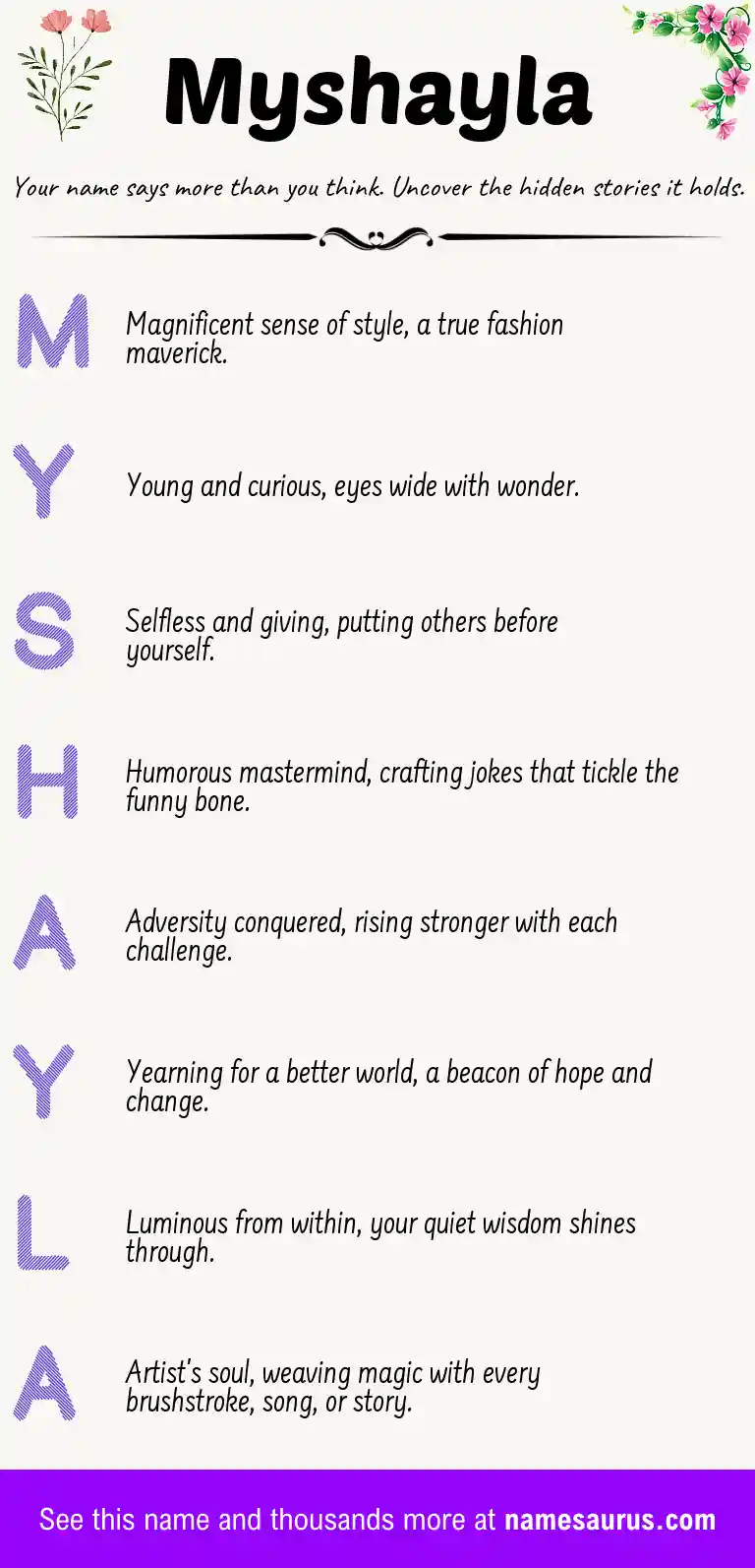Acrostic poem about Myshayla.
