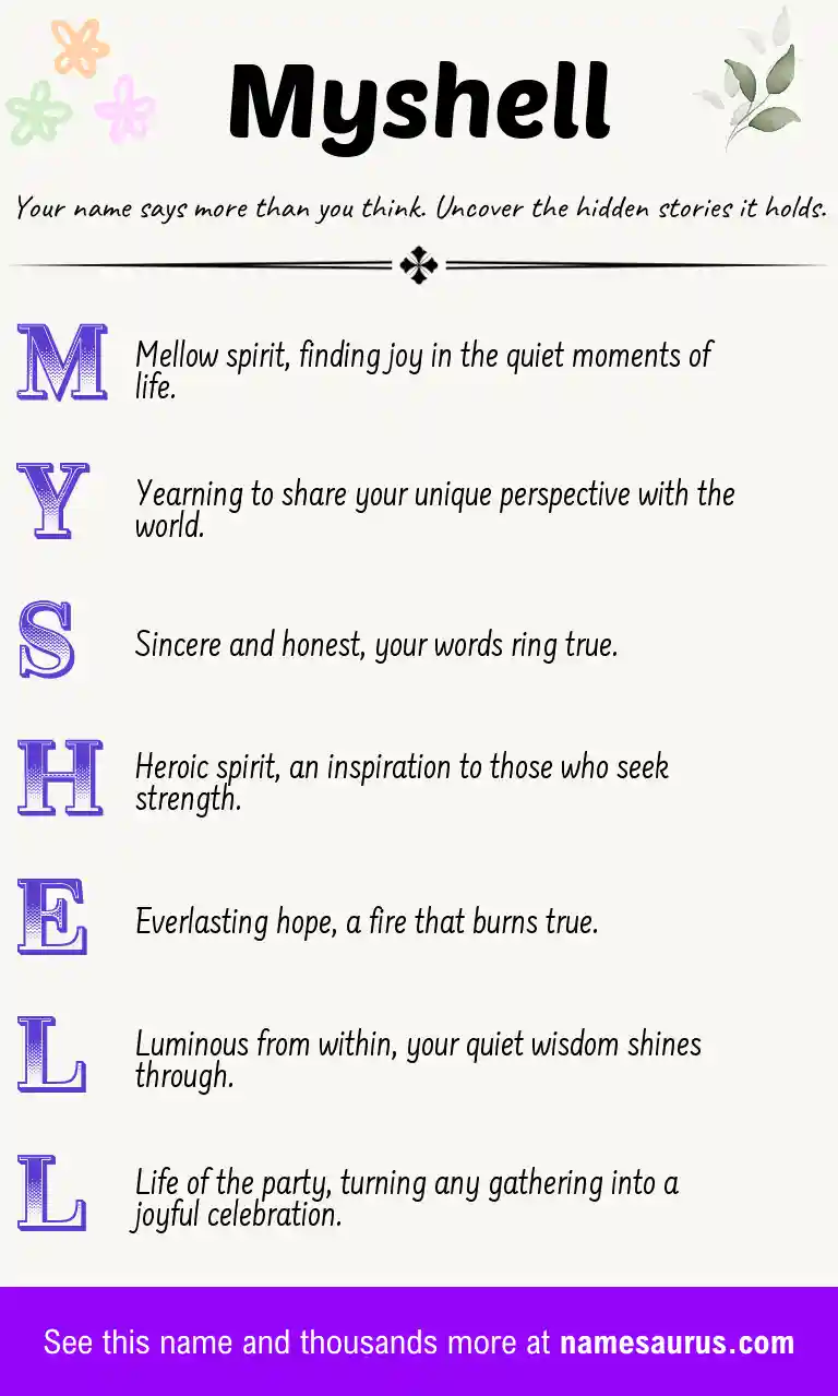 Acrostic poem about Myshell.