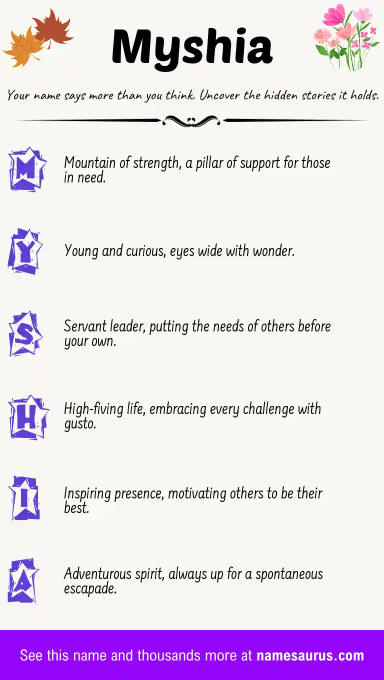 Acrostic poem about Myshia.