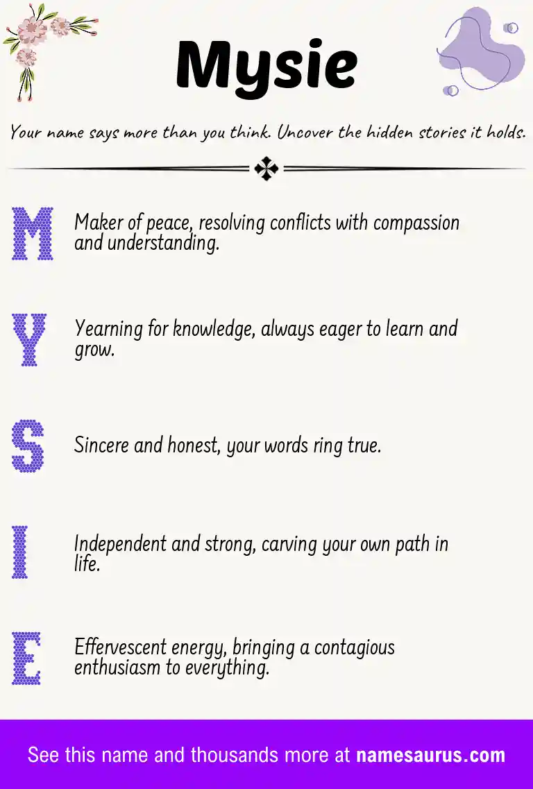 Acrostic poem about Mysie.