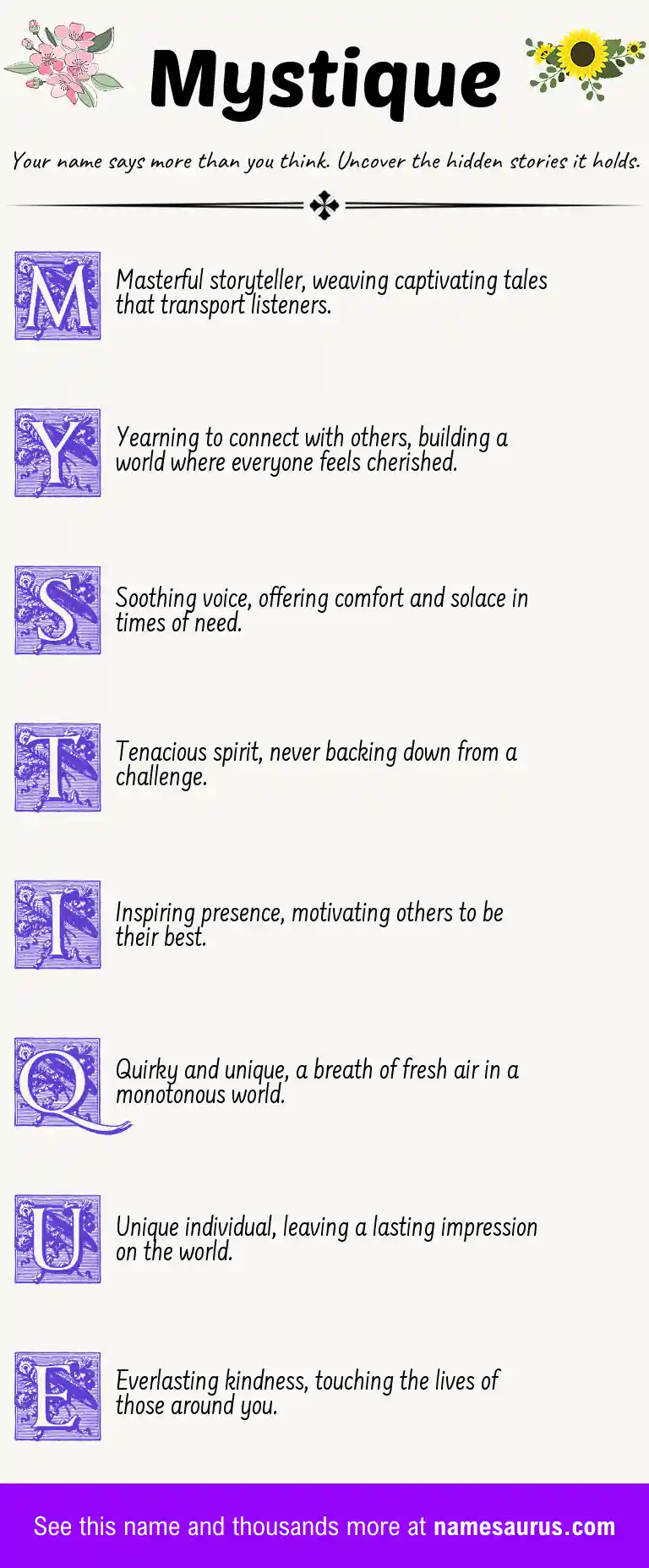 Acrostic poem about Mystique.