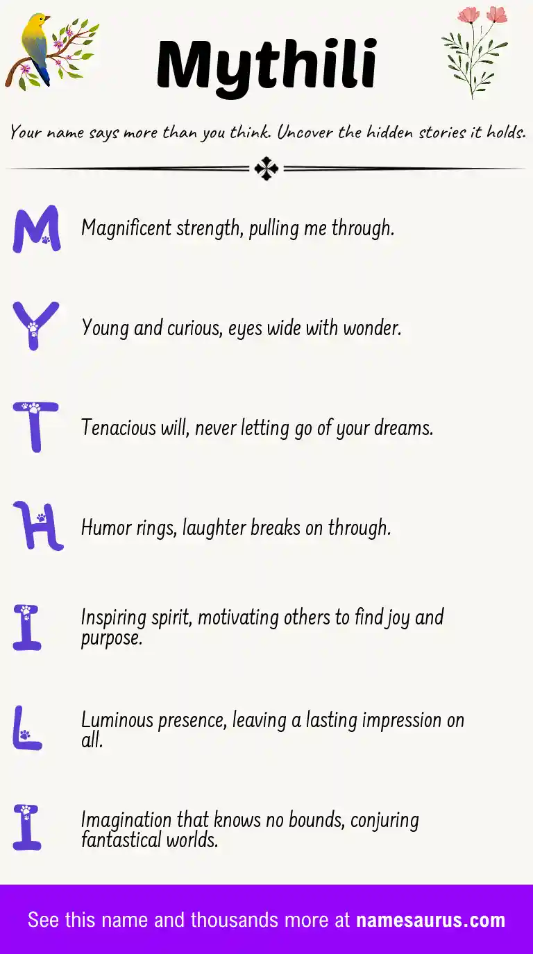Acrostic poem about Mythili.