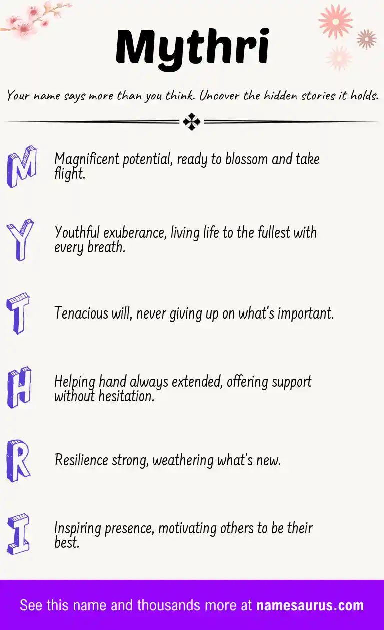 Acrostic poem about Mythri.