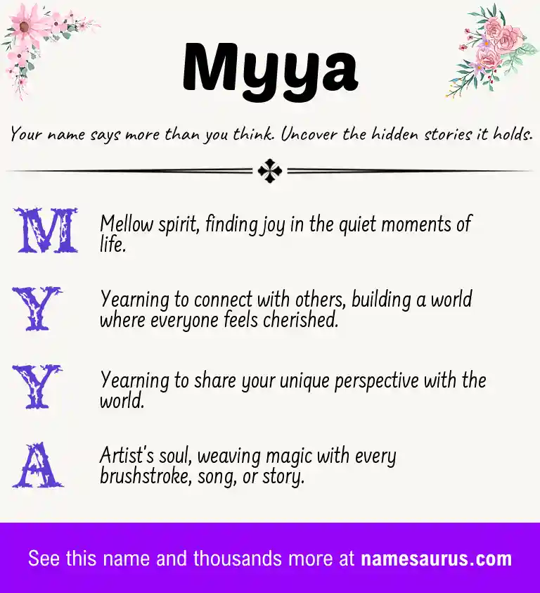 Acrostic poem about Myya.