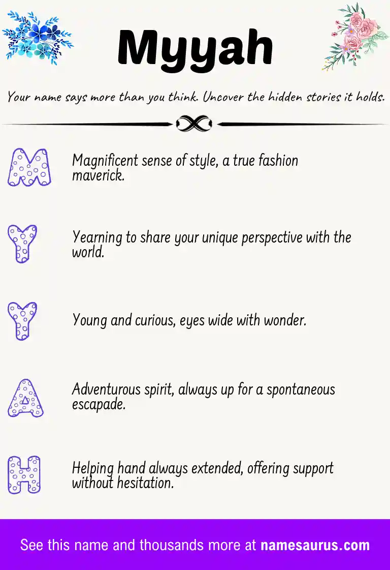 Acrostic poem about Myyah.