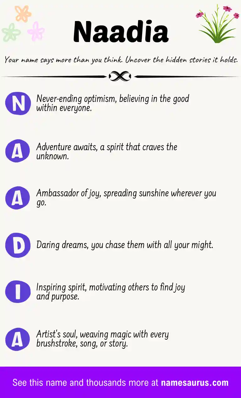 Acrostic poem about Naadia.
