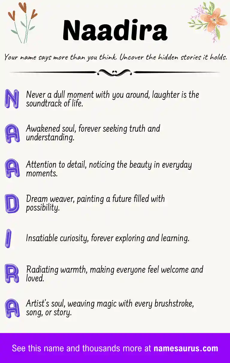 Acrostic poem about Naadira.